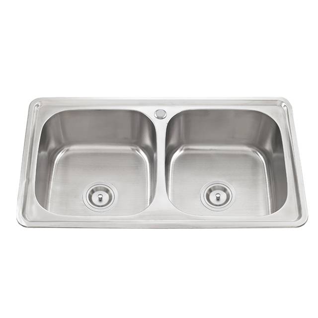 Twin bowl kitchen worktop stainless steel 304 anti rust sink